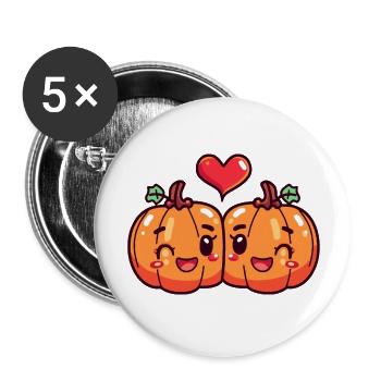 Pumpkin Couple Love Heart Valentine's Day - Buttons large 2.2''/56 mm (5-pack) - white - Front