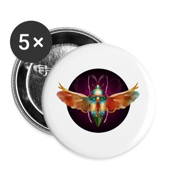 insecte scintillant coloré imaginatif avec des ailes - Lot de 5 grands badges (56 mm) - blanc - Devant
