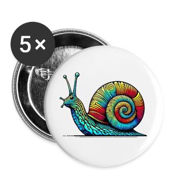 Schnecke - Buttons groß 56 mm (5er Pack) - Weiß - Vorne