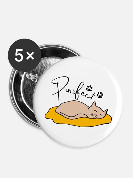 Purrfect - Buttons groß 56 mm (5er Pack) - Weiß