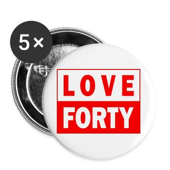 Love Forty Tennis Birthday Design 40 Shirt - Buttons groß 56 mm (5er Pack) - Weiß - Vorne