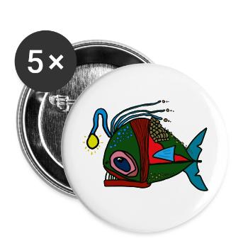 anglerfisch - Buttons groß 56 mm (5er Pack) - Weiß - Vorne