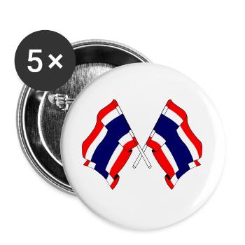 Zwei Flaggen aus Thailand gekreuzt - Buttons groß 56 mm (5er Pack) - Weiß - Vorne