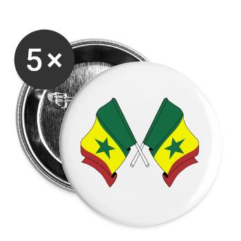 Deux drapeaux croisés du Sénégal - Lot de 5 grands badges (56 mm) - blanc - Devant
