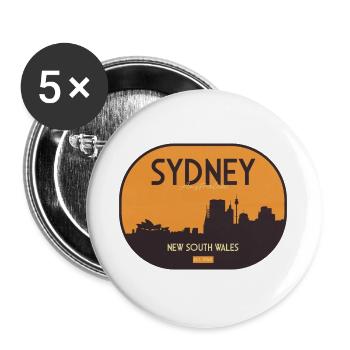 Sydney skyline in orange sunset - Buttons large 2.2''/56 mm (5-pack) - white - Front
