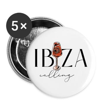 Ibiza Calling - Cocktail - Enterrement de vie de garçon - Lot de 5 grands badges (56 mm) - blanc - Devant
