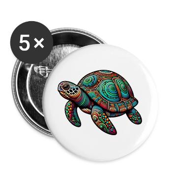 Tortue - Lot de 5 grands badges (56 mm) - blanc - Devant