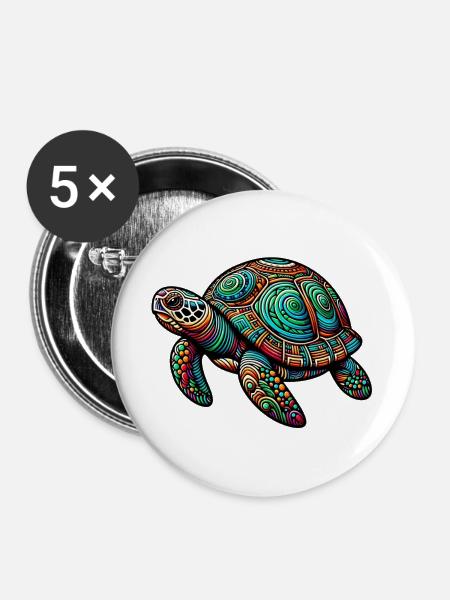 Schildkröte - Buttons groß 56 mm (5er Pack) - Weiß
