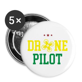 Pilote de drone - Lot de 5 grands badges (56 mm) - blanc - Devant