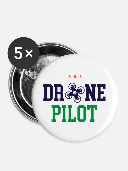 Drohnen-Pilot - Buttons groß 56 mm (5er Pack) - Weiß