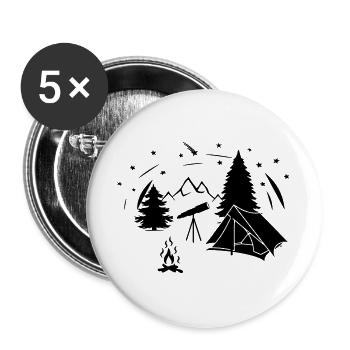 Ciel étoilé dans la forêt avec des jumelles d’étoiles - Lot de 5 grands badges (56 mm) - blanc - Devant