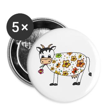 Kuh - Buttons groß 56 mm (5er Pack) - Weiß - Vorne