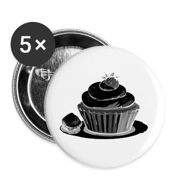 Cupcake Strawberry - Buttons groß 56 mm (5er Pack) - Weiß - Vorne