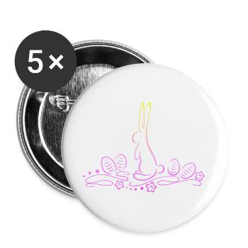 Osterhase Silhouette mit Ostereiern - Buttons groß 56 mm (5er Pack) - Weiß - Vorne