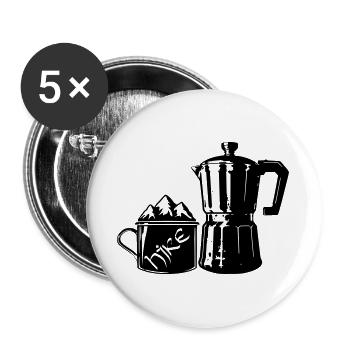Coffee Hike - Mountain Espresso [Schwarz] - Buttons groß 56 mm (5er Pack) - Weiß - Vorne