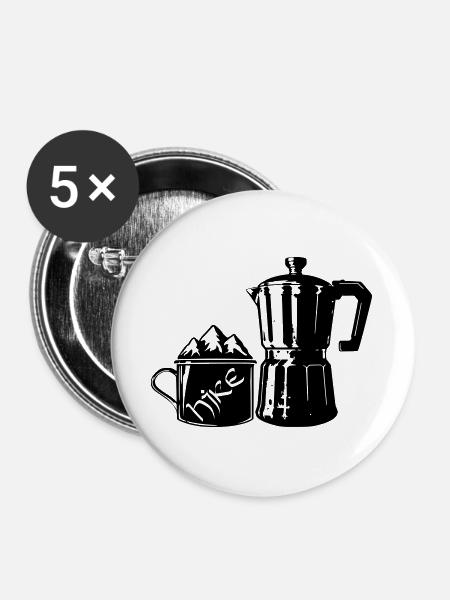 Coffee Hike - Mountain Espresso [Schwarz] - Buttons groß 56 mm (5er Pack) - Weiß