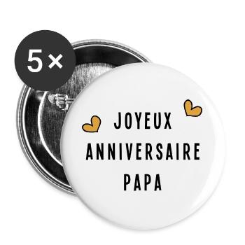 HAPPY BIRTHDAY DAD - Buttons large 2.2''/56 mm (5-pack) - white - Front