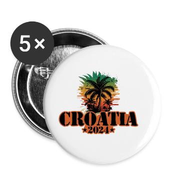 Croatia 2024 Team Palm Trees Colorful - Buttons large 2.2''/56 mm (5-pack) - white - Front