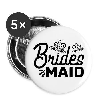 Bräute gemacht - Buttons groß 56 mm (5er Pack) - Weiß - Vorne