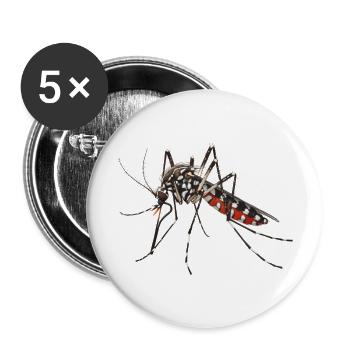 moustique tigre - Lot de 5 grands badges (56 mm) - blanc - Devant