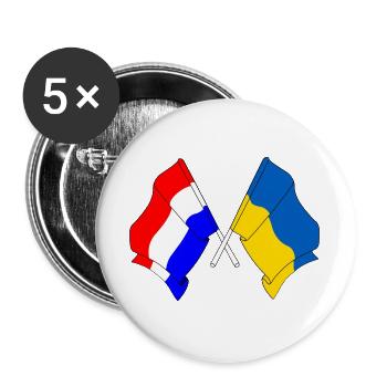 Flag of the Netherlands and flag of Ukraine - Buttons large 2.2''/56 mm (5-pack) - white - Front