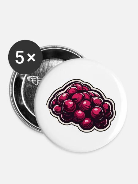 Lebensmittel / Obst / Markt / Vitamine / Design - Buttons groß 56 mm (5er Pack) - Weiß