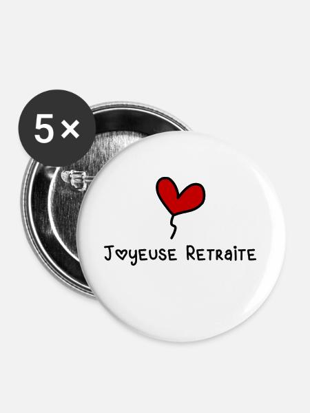 RUHESTAND - Buttons groß 56 mm (5er Pack) - Weiß