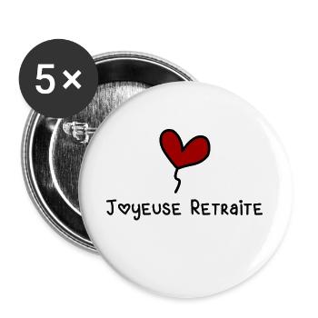 RUHESTAND. ALLES GUTE FÜR DEN RUHESTAND. ALLES GUTE FÜR DEN RUHESTAND - Buttons groß 56 mm (5er Pack) - Weiß - Vorne