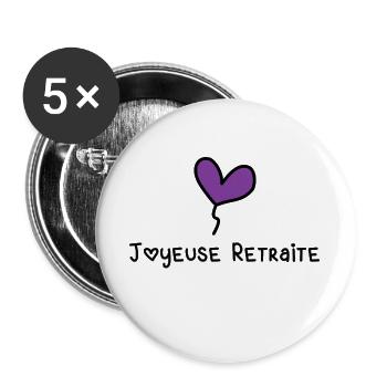 RETIREMENT. HAPPY RETIREMENT. HAPPY RETIREMENT - Buttons large 2.2''/56 mm (5-pack) - white - Front