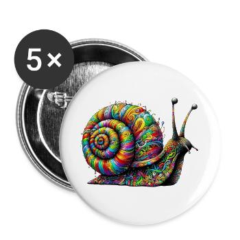 Escargot - Lot de 5 grands badges (56 mm) - blanc - Devant