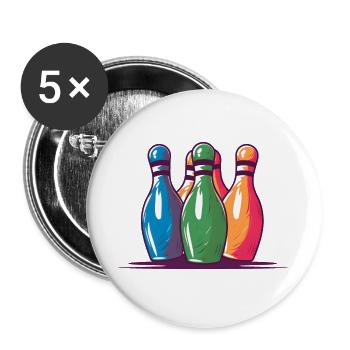 Bowling Pins Comic Style - Buttons large 2.2''/56 mm (5-pack) - white - Front