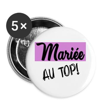 HOCHZEIT. ZUKÜNFTIGE BRAUT. Junggesellinnenabschied - Buttons groß 56 mm (5er Pack) - Weiß - Vorne