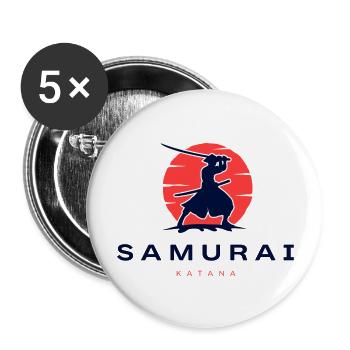 Samurai - Buttons groß 56 mm (5er Pack) - Weiß - Vorne