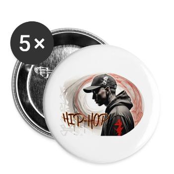hip-hop - Buttons groß 56 mm (5er Pack) - Weiß - Vorne