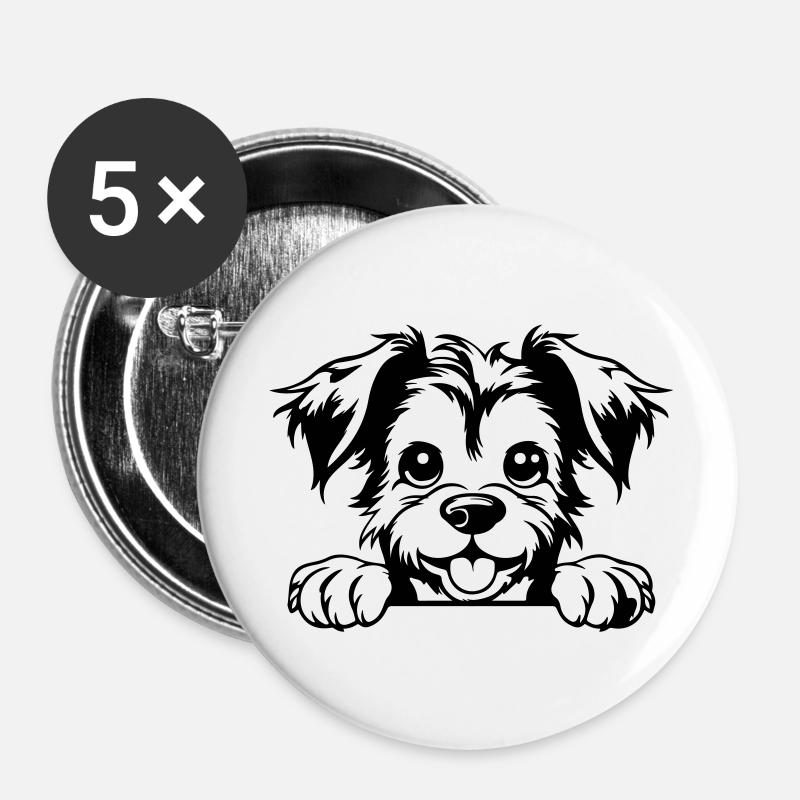 Yorkshire Terrier - Buttons large 2.2''/56 mm (5-pack) - white
