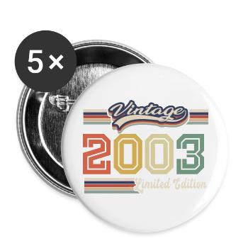 Geburtstagsgeschenk 2003 genial seit 2003 kam - Buttons groß 56 mm (5er Pack) - Weiß - Vorne