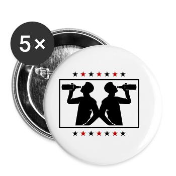 Buveur Bière Silhouette - Lot de 5 grands badges (56 mm) - blanc - Devant