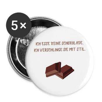 Ich esse keine Schokolade - Buttons groß 56 mm (5er Pack) - Weiß - Vorne