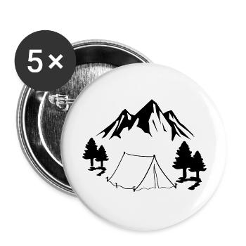 Tente de camping - Lot de 5 grands badges (56 mm) - blanc - Devant