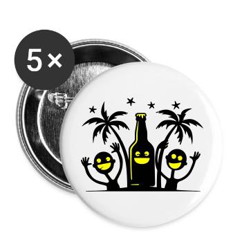Palmen Party Team - Buttons groß 56 mm (5er Pack) - Weiß - Vorne