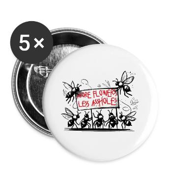 save the bees natur spruch illustration blumen - Buttons groß 56 mm (5er Pack) - Weiß - Vorne