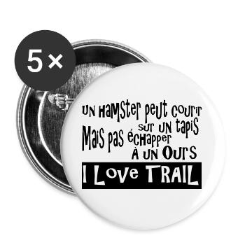 Trail Ours Hamster - Lot de 5 grands badges (56 mm) - blanc - Devant