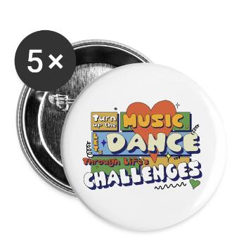 turn up the music 70er jahre spruch siebziger - Buttons groß 56 mm (5er Pack) - Weiß - Vorne