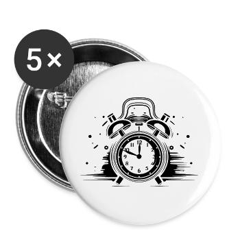 Uhr Skizze - Buttons groß 56 mm (5er Pack) - Weiß - Vorne