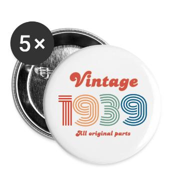 Vintage 1939 all original parts - Buttons large 2.2''/56 mm (5-pack) - white - Front