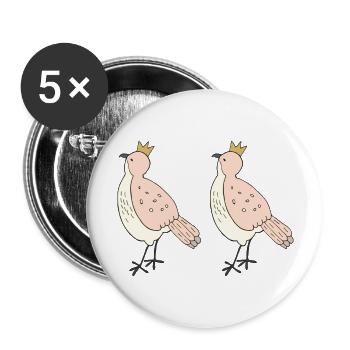 amoureux des oiseaux - Lot de 5 grands badges (56 mm) - blanc - Devant
