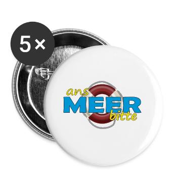 ANS MEER BITTE - Buttons groß 56 mm (5er Pack) - Weiß - Vorne