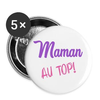 SCHÖNEN MUTTERTAG. MAMA. MUTTERTAG - Buttons groß 56 mm (5er Pack) - Weiß - Vorne