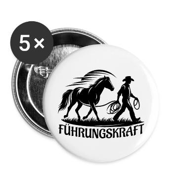 Führungskraft Pferd Reiten Geschenkidee Lustig - Buttons groß 56 mm (5er Pack) - Weiß - Vorne