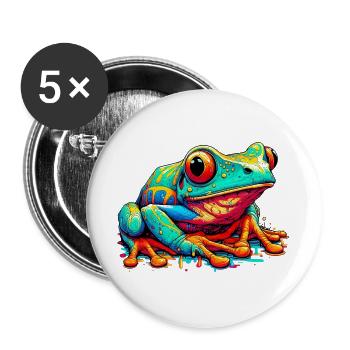 Grenouille - Lot de 5 grands badges (56 mm) - blanc - Devant